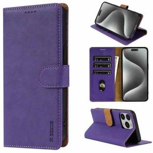 For iPhone 14 Pro Max N.BEKUS CSJ-P1 Solid Color Leather Phone Case(Purple)