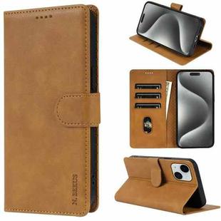 For iPhone 14 / 13 N.BEKUS CSJ-P1 Solid Color Leather Phone Case(Brown)