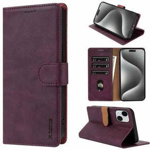 For iPhone 14 Plus N.BEKUS CSJ-P1 Solid Color Leather Phone Case(Wine Red)