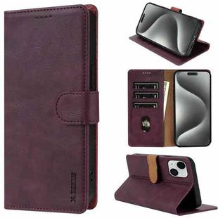 For iPhone 15 N.BEKUS CSJ-P1 Solid Color Leather Phone Case(Wine Red)