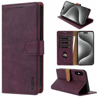 For iPhone XS / X N.BEKUS CSJ-P1 Solid Color Leather Phone Case(Wine Red)