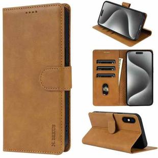 For iPhone XS / X N.BEKUS CSJ-P1 Solid Color Leather Phone Case(Brown)