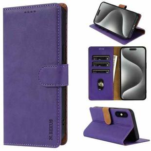 For iPhone XS / X N.BEKUS CSJ-P1 Solid Color Leather Phone Case(Purple)