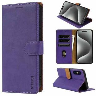 For iPhone XS Max N.BEKUS CSJ-P1 Solid Color Leather Phone Case(Purple)