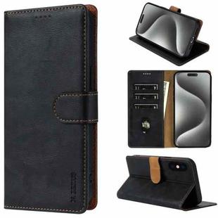 For iPhone XR N.BEKUS CSJ-P1 Solid Color Leather Phone Case(Black)