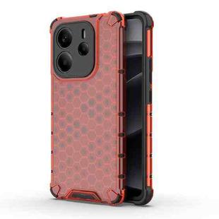 For Redmi Note 14 4G 163.25mm Honeycomb Shockproof Phone Case(Red)