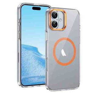 For iPhone 16 Ice Feel HD Transparent MagSafe PC Full Coverage Phone Case(Orange)