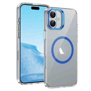 For iPhone 16 Ice Feel HD Transparent MagSafe PC Full Coverage Phone Case(Blue)