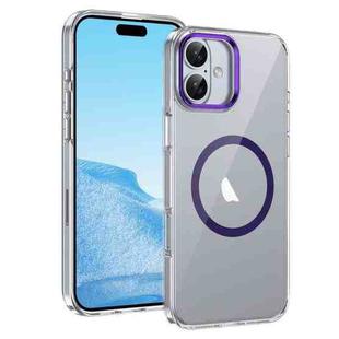 For iPhone 16 Ice Feel HD Transparent MagSafe PC Full Coverage Phone Case(Purple)