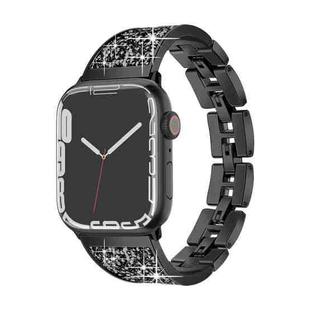 For Apple Watch Series 9 45mm Bling Diamond Bracelet Metal Watch Band(Black)