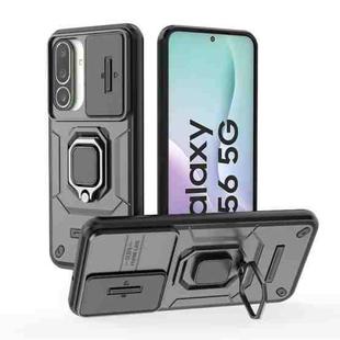 For Samsung Galaxy M56 5G Sliding Camshield TPU + PC Shockproof Phone Case with Holder(Black)