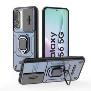 For Samsung Galaxy M56 5G Sliding Camshield TPU + PC Shockproof Phone Case with Holder(Blue)