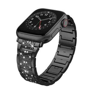 For Apple Watch Series 9 45mm S-Type Diamond Metal Watch Band(Black)