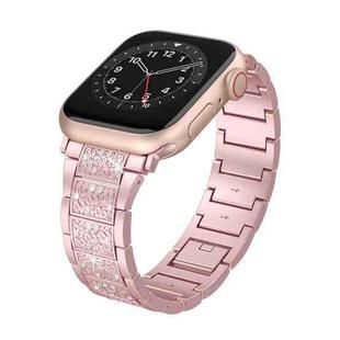 For Apple Watch Series 9 45mm S-Type Diamond Metal Watch Band(Rose Pink)