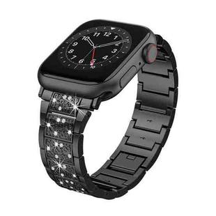 For Apple Watch Series 7 45mm S-Type Diamond Metal Watch Band(Black)