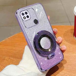 For Redmi 10A / 9C Plated Gradient Glitter Round Holder TPU Phone Case(Purple)