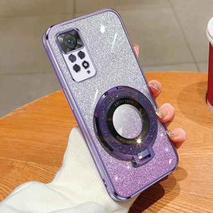 For Redmi Note 11 Pro 4G / 5G Global Plated Gradient Glitter Round Holder TPU Phone Case(Purple)