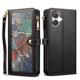 For Samsung Galaxy A07 4G ESEBLE Star Series Lanyard Zipper Wallet RFID Leather Case(Black)