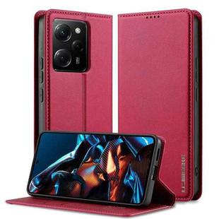 For Redmi Note 12 5G LC.IMEEKE L1 Series Frosted Fine Texture PU Phone Case(Red)