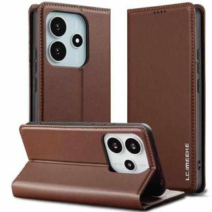 For Redmi Note 14 4G 164.84mm LC.IMEEKE L1 Series Frosted Fine Texture PU Phone Case(Brown)