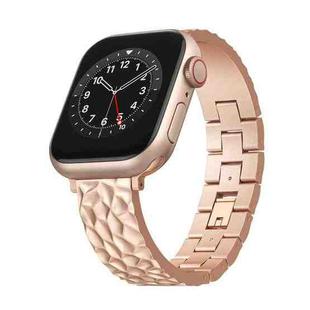 For Apple Watch Series 9 45mm Hammered Half Bracelet Metal Watch Band(Rose Gold)