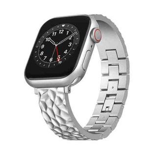 For Apple Watch Series 9 45mm Hammered Half Bracelet Metal Watch Band(Silver)