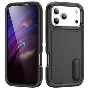 For iPhone 17 Pro Max Rugged PC + Silicone Phone Case with Holder(Black)