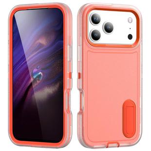 For iPhone 17 Pro Max Rugged PC + Silicone Phone Case with Holder(Transparent+Orange)