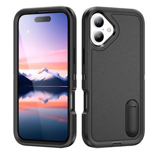 For iPhone 17 Rugged PC + Silicone Phone Case with Holder(Black)