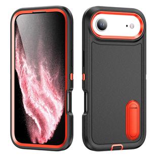 For iPhone 17 Air Rugged PC + Silicone Phone Case with Holder(Black+Orange)