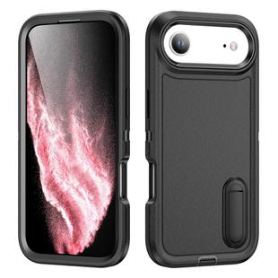 For iPhone 17 Air Rugged PC + Silicone Phone Case with Holder(Black)