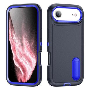 For iPhone 17 Air Rugged PC + Silicone Phone Case with Holder(Dark Blue+Royal Blue)