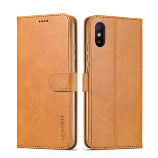 For Xiaomi Redmi 9A LC.IMEEKE Calf Texture Horizontal Flip Leather Case with Holder & Card Slots & Wallet(Yellow)