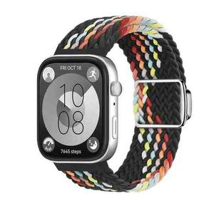 For Huawei Watch Fit3 Nylon Loop Magnetic Buckle Watch Band(Black Rainbow)