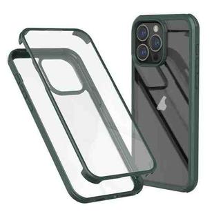 For iPhone 15 Pro Max Double-sided Plastic Glass Phone Protective Case(Dark Green)