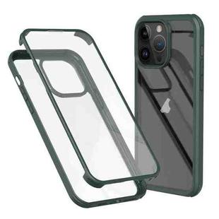 For iPhone 14 Pro Max Double-sided Plastic Glass Phone Protective Case(Dark Green)