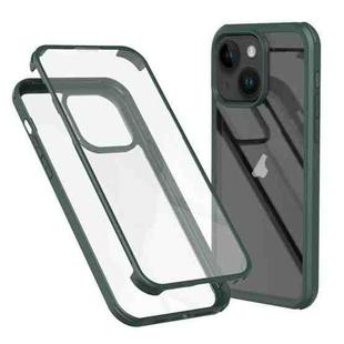 For iPhone 14 Plus Double-sided Plastic Glass Phone Protective Case(Dark Green)