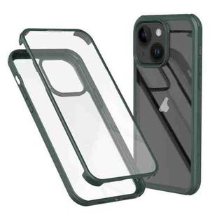 For iPhone 13 Double-sided Plastic Glass Phone Protective Case(Dark Green)