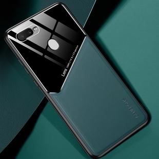 For OPPO A7(2018) / A5s / A12 All-inclusive Leather + Organic Glass Protective Case with Metal Iron Sheet(Green)