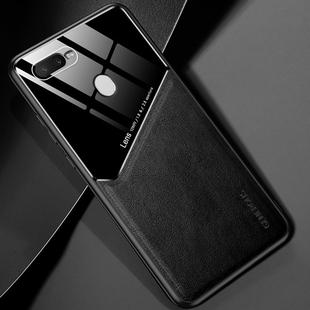 For OPPO A7(2018) / A5s / A12 All-inclusive Leather + Organic Glass Protective Case with Metal Iron Sheet(Black)