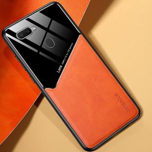 For OPPO A7x All-inclusive Leather + Organic Glass Protective Case with Metal Iron Sheet(Yellow)
