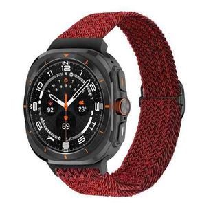 For Samsung Galaxy Watch Ultra 47mm Slide Buckle Nylon Braided Watch Band(Black Sand Red)