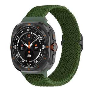 For Samsung Galaxy Watch Ultra 47mm Slide Buckle Nylon Braided Watch Band(Army Green)