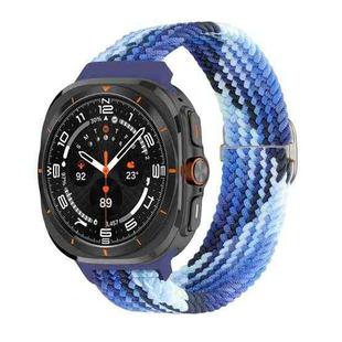 For Samsung Galaxy Watch Ultra 47mm Slide Buckle Nylon Braided Watch Band(Colorful Blue)