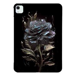 For iPad Air 11 2024 Color Painting Pattern Smart Tablet TPU Case(Black Rose)