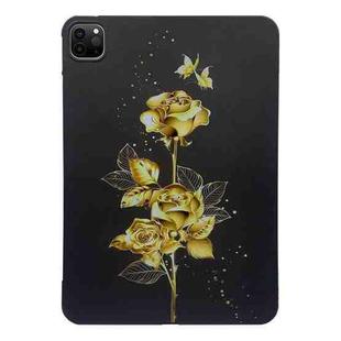 For iPad Pro 11 2022 / 2021 / 2020 Color Painting Pattern Smart Tablet TPU Case(Golden Rose)