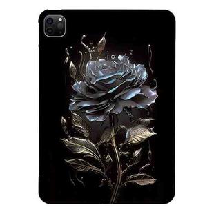 For iPad Pro 11 2022 / 2021 / 2020 Color Painting Pattern Smart Tablet TPU Case(Black Rose)