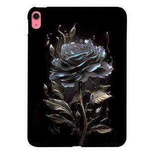 For iPad 10th Gen 10.9 2022 Color Painting Pattern Smart Tablet TPU Case(Black Rose)