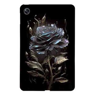 For OPPO Pad Air Color Painting Pattern Smart Tablet TPU Case(Black Rose)