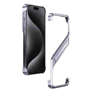 For iPhone 15 Pro Max S-shaped Stand Frameless Metal Phone Case(Silver)